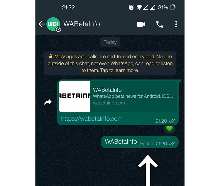 ویرایش پیام واتساپ