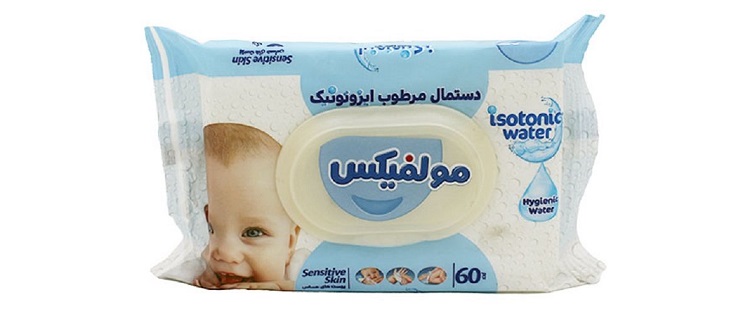 دستمال مرطوب کودک مولفیکس مدل ایزوتونیک واتر بسته 60 عددی