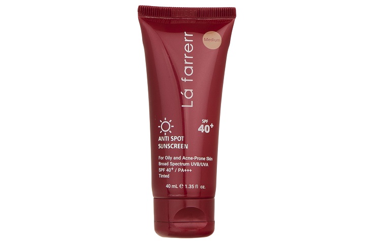 کرم ضدآفتاب و ضد لک رنگی لافارر مدل SPF 40-Medium مناسب پوست های چرب حجم 40 میلی لیتر