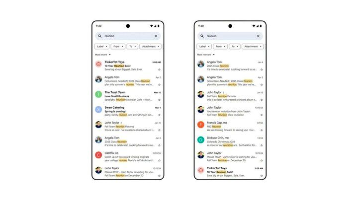 هوش مصنوعی وارد جیمیل شد / ایمیل‌های گم‌شده را راحت‌تر پیدا کنید