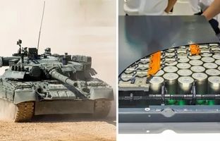حمله تانک ۳۶ تنی به خودروی برقی / نمایش قدرت زیر فشار سهمگین