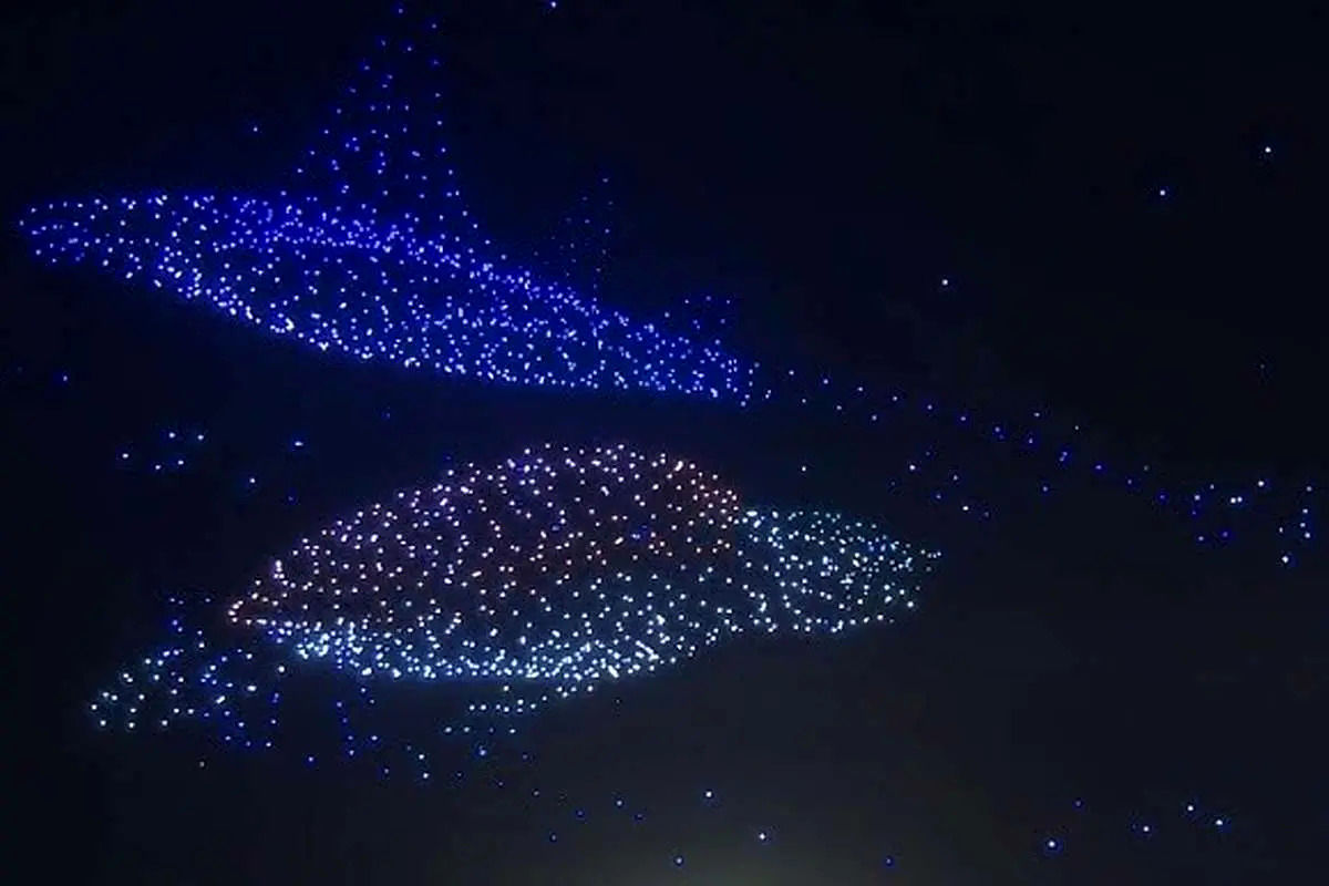 رقص نور پهپادها با الهام از موجودات دریایی + ویدئو