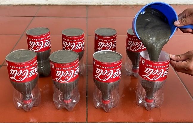 با بطری نوشابه و کمی سیمان یه گلدون متفاوت بساز + ویدئو