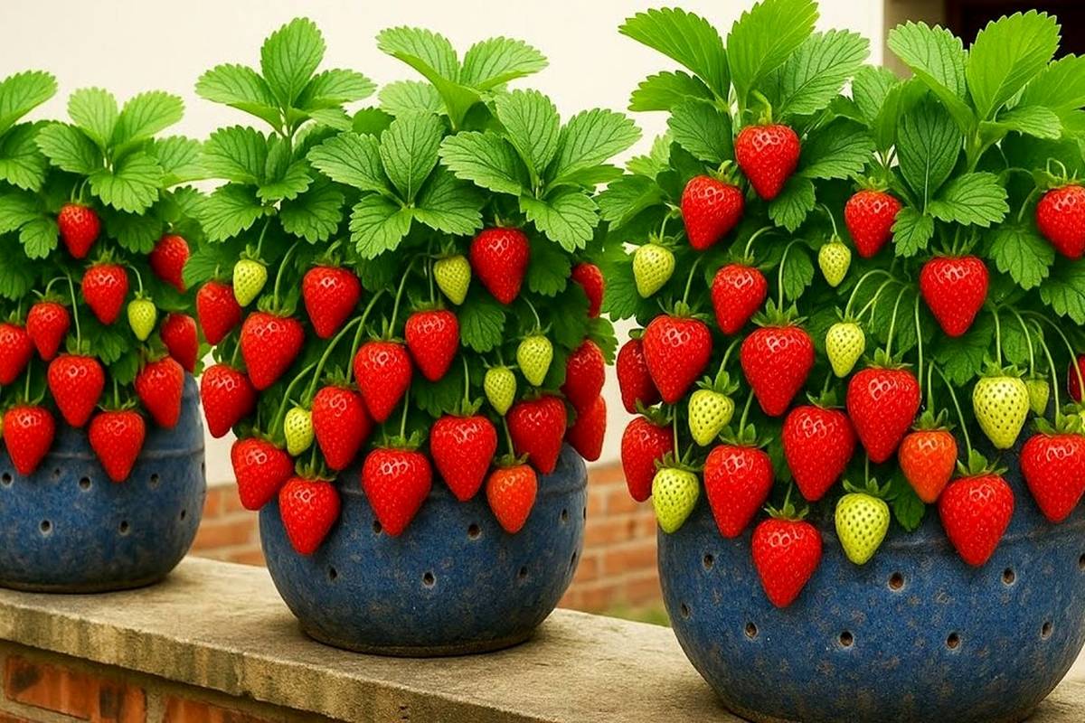 با این روش بالکن خانه را با کمک بطری پلاستیکی به باغ توت فرنگی تبدیل کنید!  + ویدئو