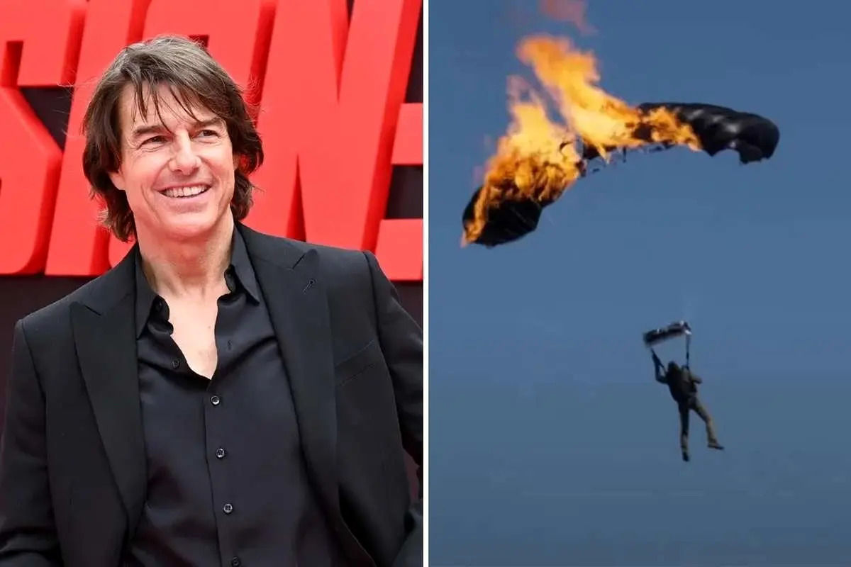 تام کروز با ۱۶ پرش با چتر نجات آتشین رکورد گینس را شکست + ویدئو