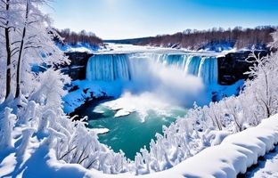 آبشار نیاگارا یخ زد + ویدئو